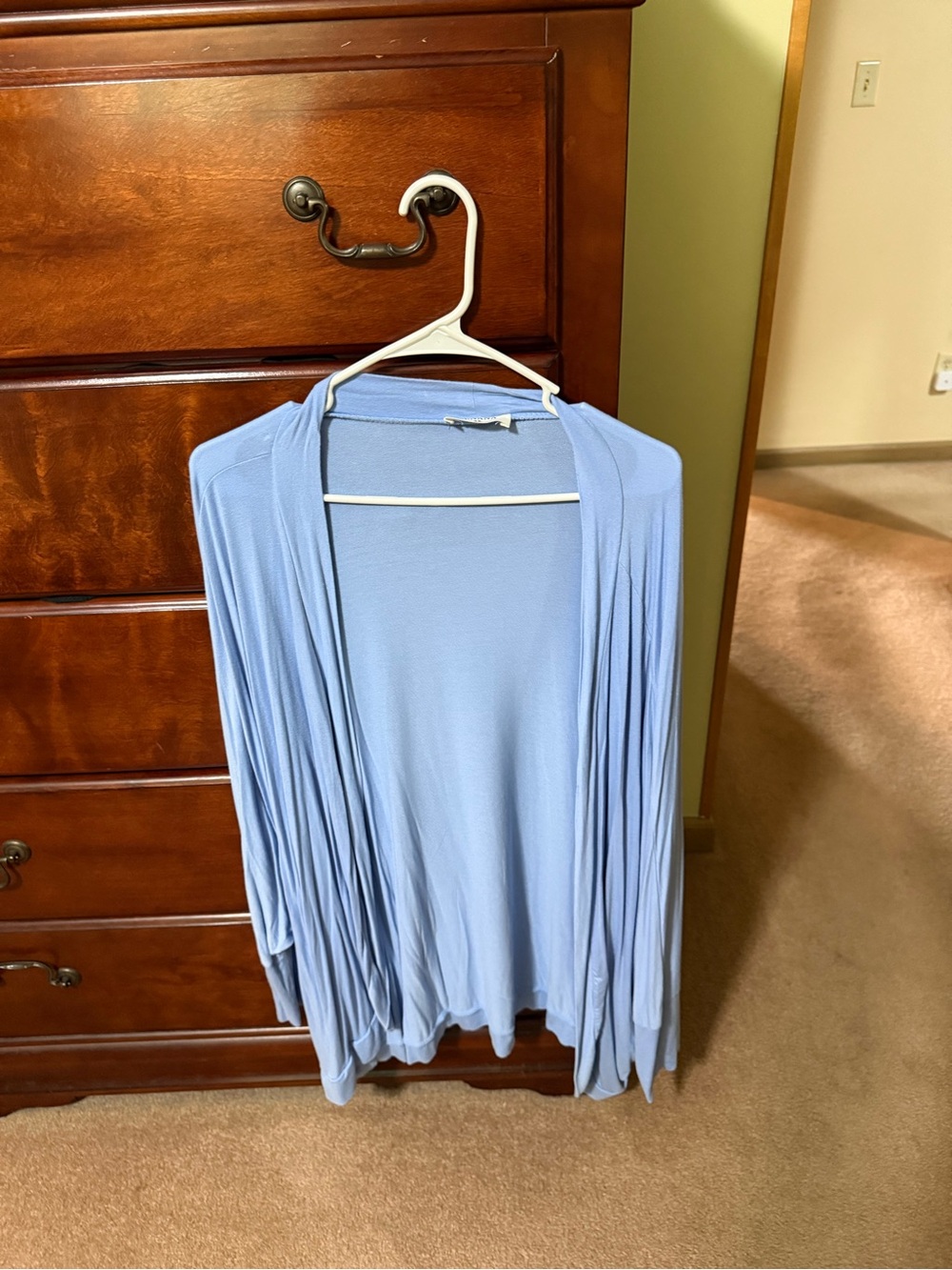 Zenana Outfitters Light Blue Draped Open-Front Cardigan